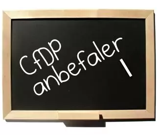 sort tavle med ordene CfDP anbefaler
